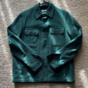 Zara Dark Green Button-Up Shirt Jacket